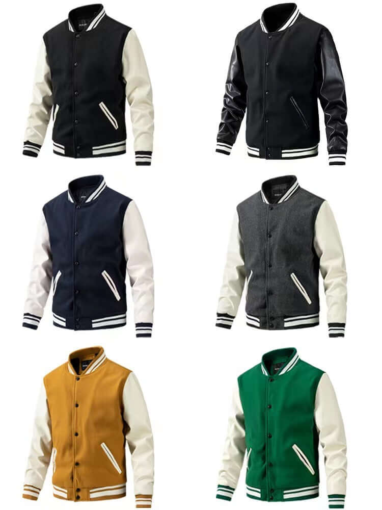 Men's Varsity Jacket Waterproof Sleeves and Cotton Blend College Varsity Jacket Bomber Style Jacket - Fullfit