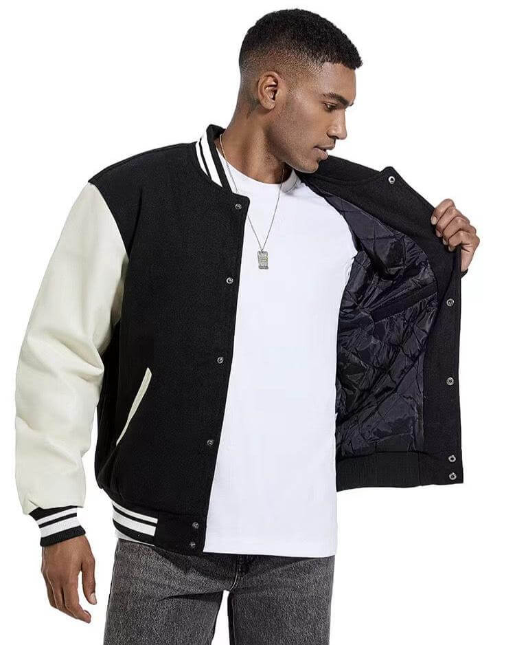 Men's Varsity Jacket Waterproof Sleeves and Cotton Blend College Varsity Jacket Bomber Style Jacket - Fullfit